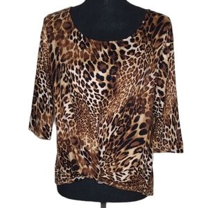 Anthropologie W5 Leopard Knot Front Twist Tie Top Size Medium